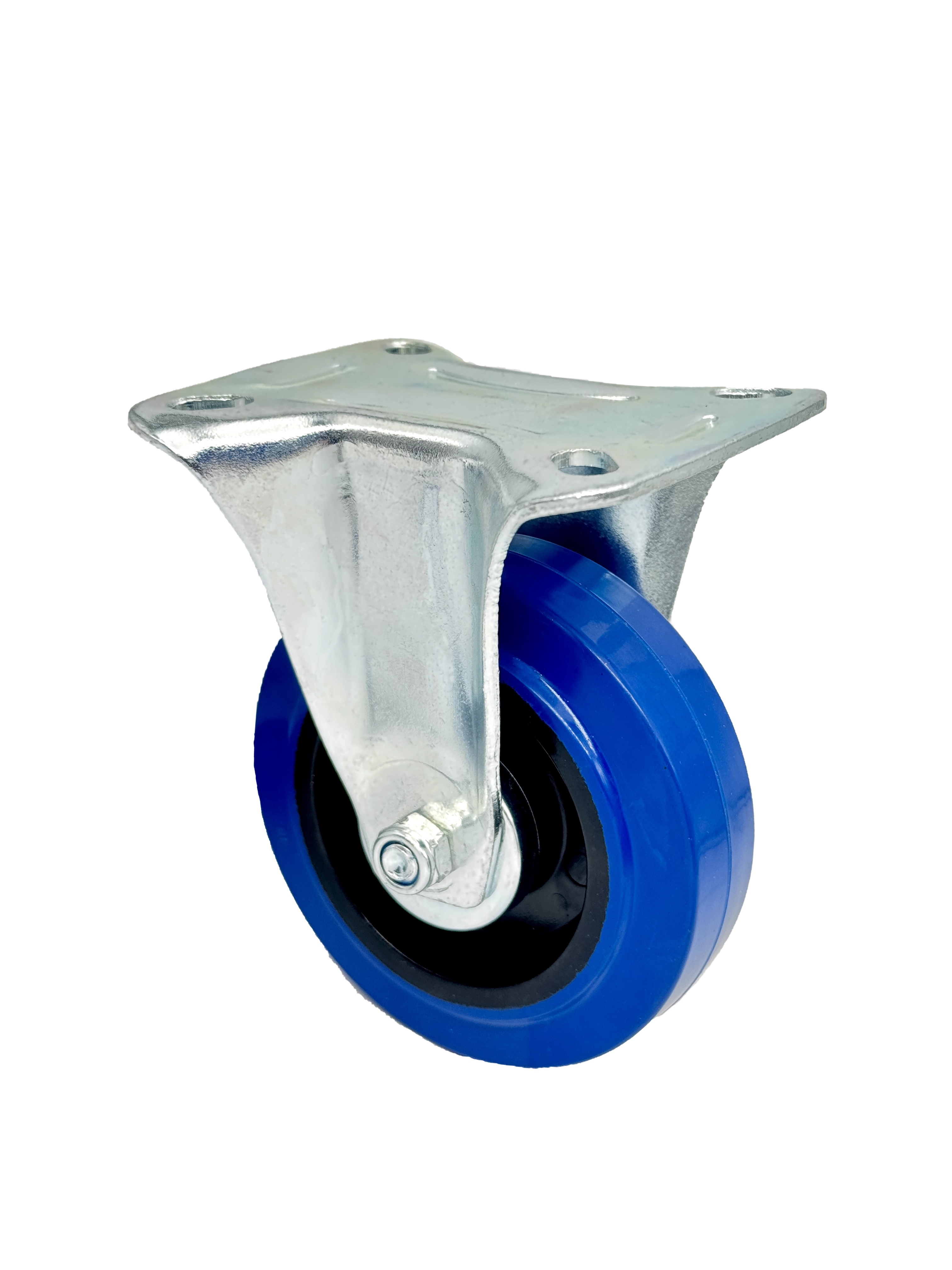 FRCL 42 - Промышленное усиленное колесо синяя резина 100 мм (площ., неповор.,  роликоподш.)