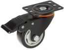 35075Sb - Полиуретановое черное колесо 75 мм (пов.площ., тормоз,полипр.обод, двойной шарикоподш.)