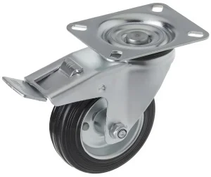 SRCb 42 - Промышленное усиленное колесо 100 мм (площ., повор., торм., черн. рез., роликоподш.)